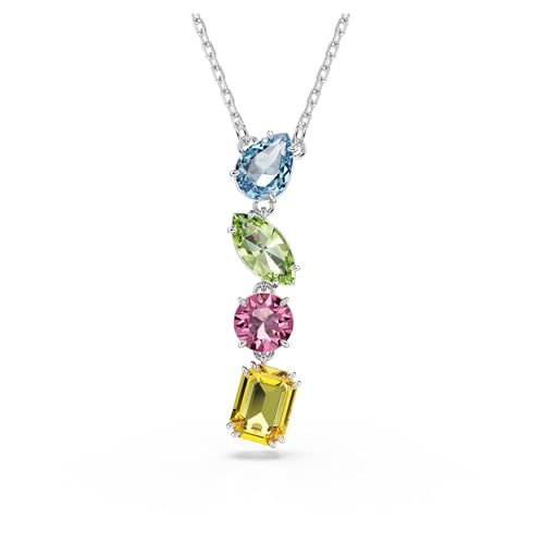 Gema Y Pendant, Mixed Cuts, Multicolored, Rhodium Finished