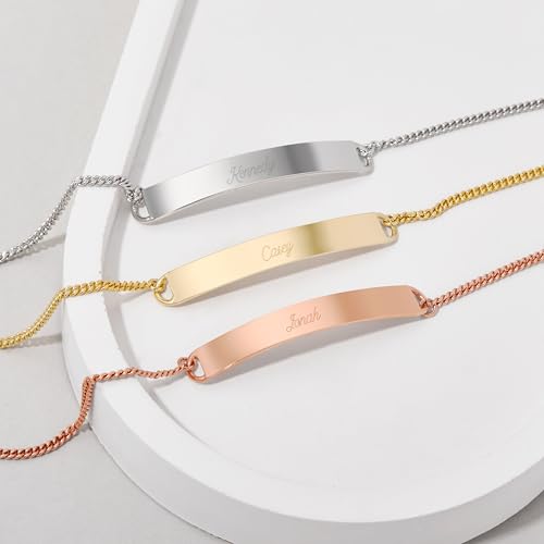 Women's Custom Engraved Sterling Silver Name Bar Ankle Bracelet, 9" long - Personalized Anklets for Her - Engravable Anklet - Gift for Her - Gifts for Mom - Image 5