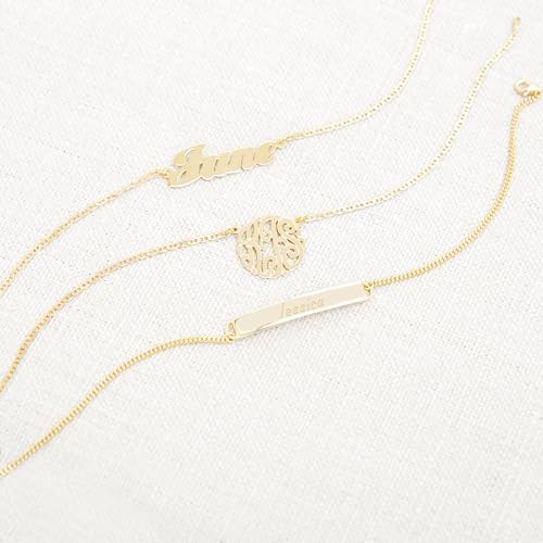 Women's Custom Engraved Sterling Silver Name Bar Ankle Bracelet, 9" long - Personalized Anklets for Her - Engravable Anklet - Gift for Her - Gifts for Mom - Image 7